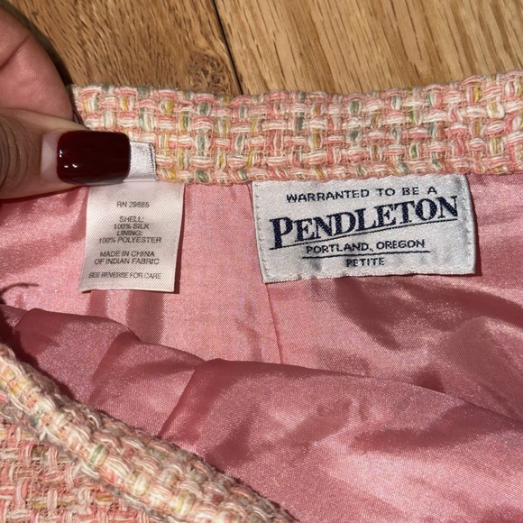 Pendleton Vintage Pink  tweed Skirt Suit Womens Size 14 - Picture 3 of 6